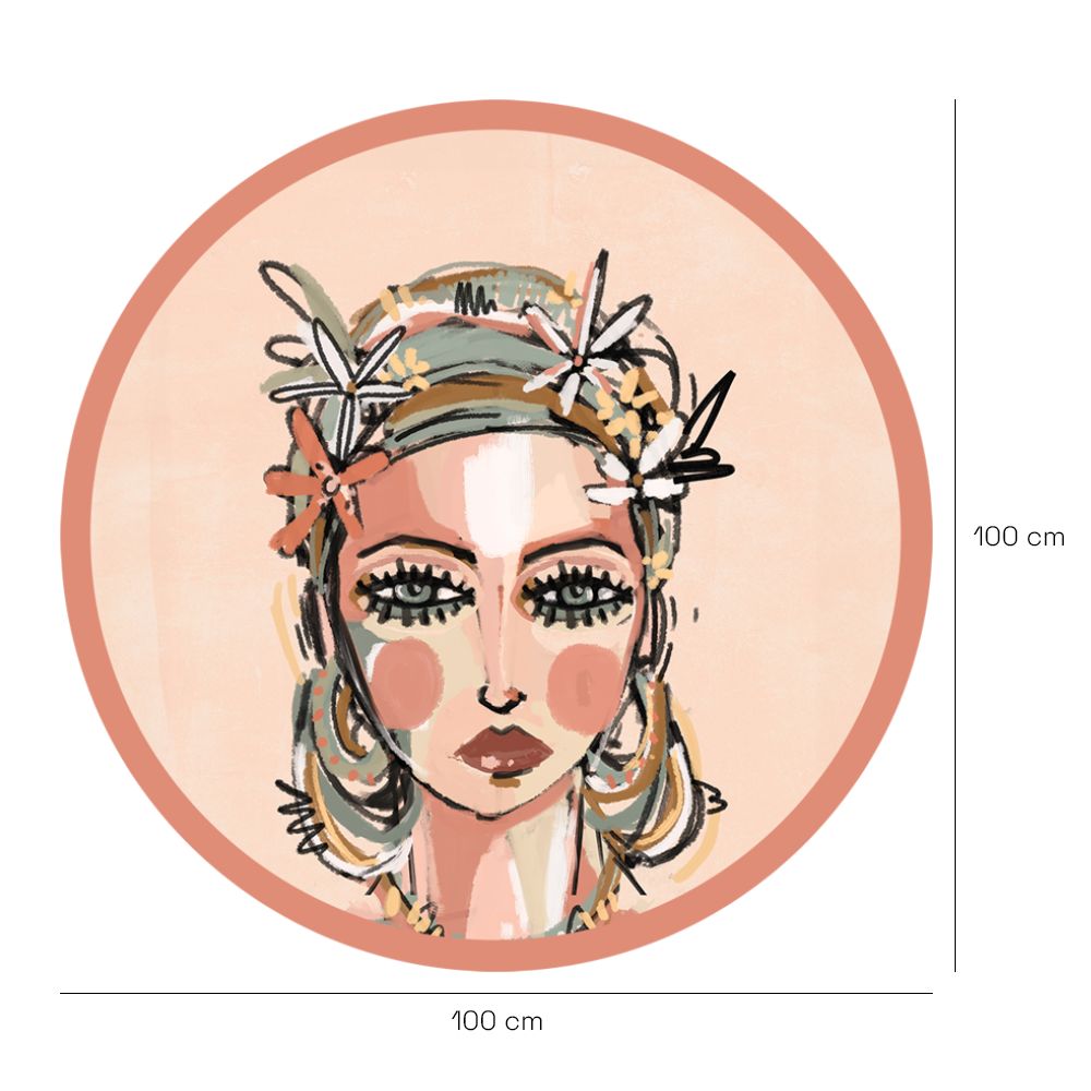 Papier peint rond "Portrait bohème pastel"