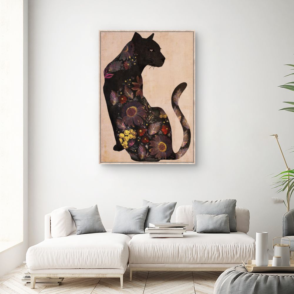 Tableau Chat fleuri