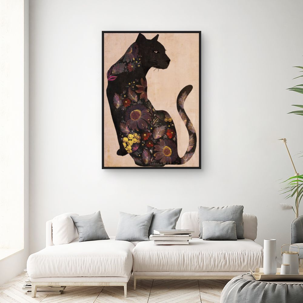 Tableau Chat fleuri