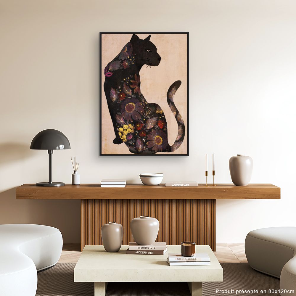 Tableau Chat fleuri