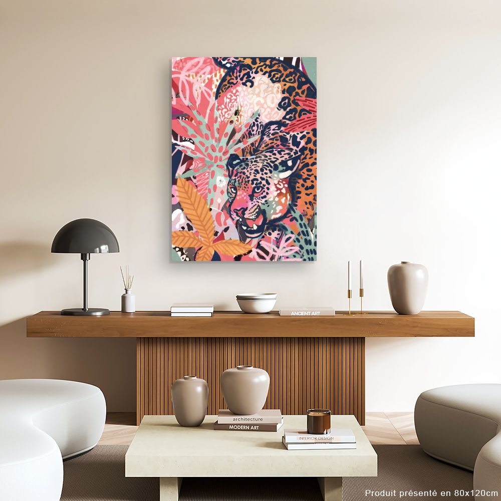 Tableau Léopard exotique vibrant