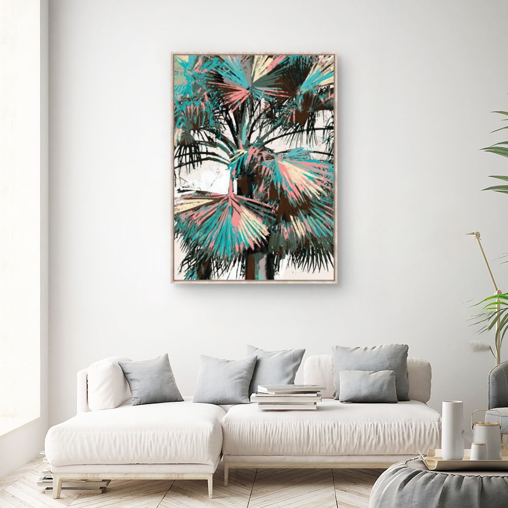 Tableau Feuilles exotiques colorées