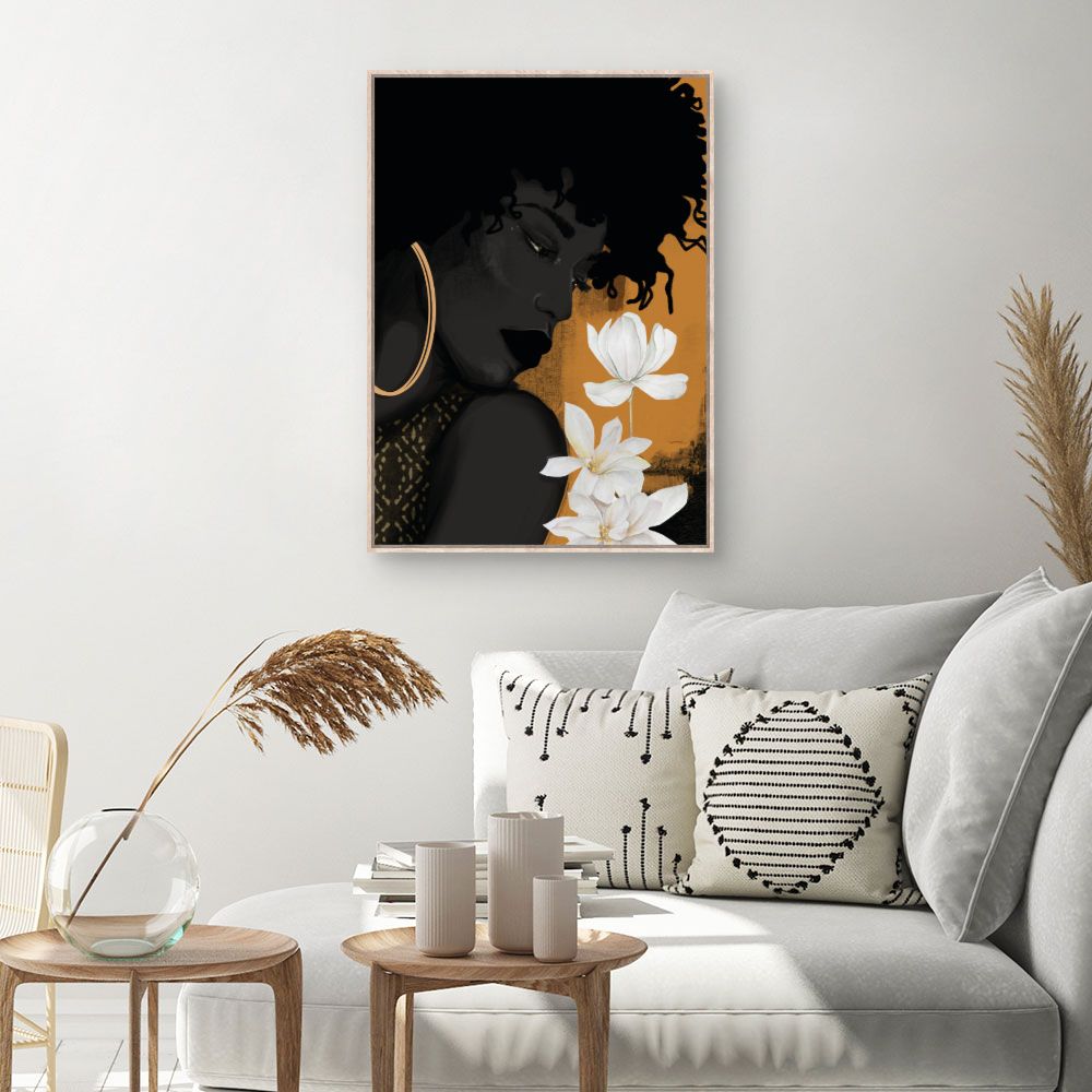 Tableau Silhouette avec fleurs