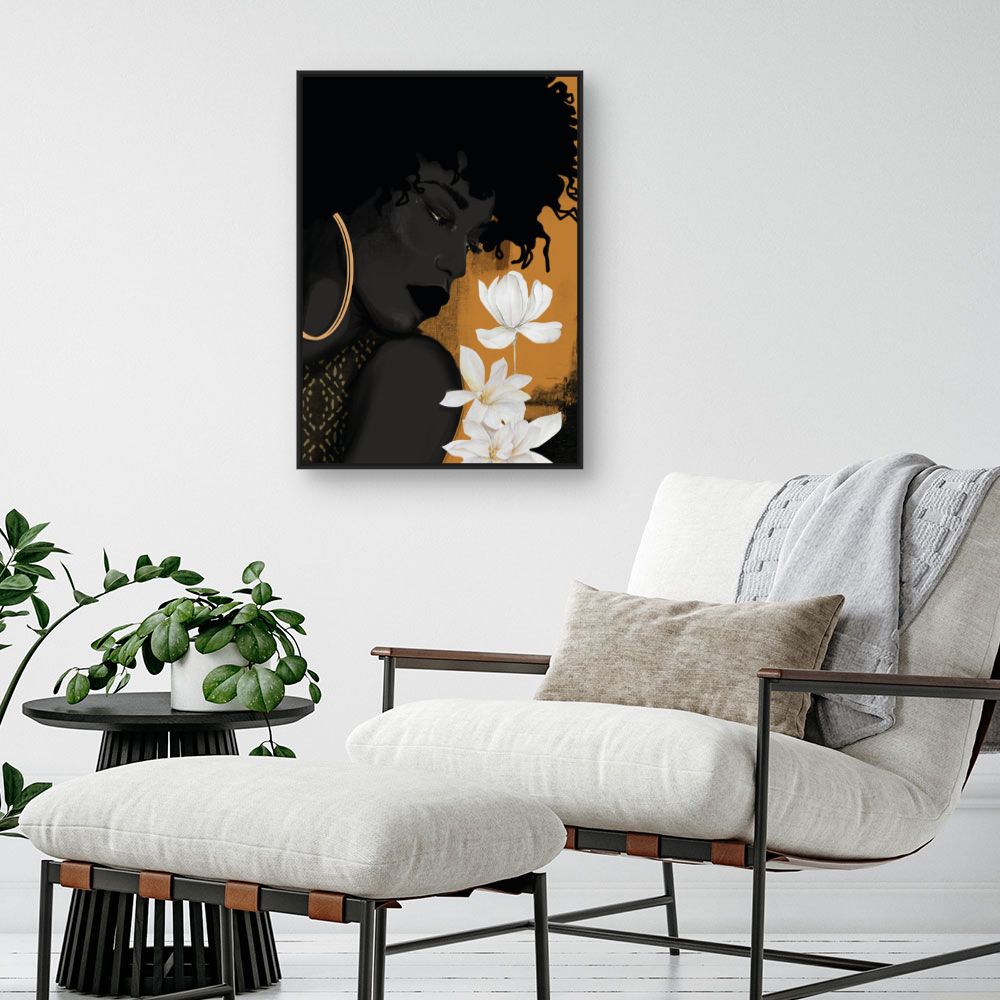 Tableau Silhouette avec fleurs