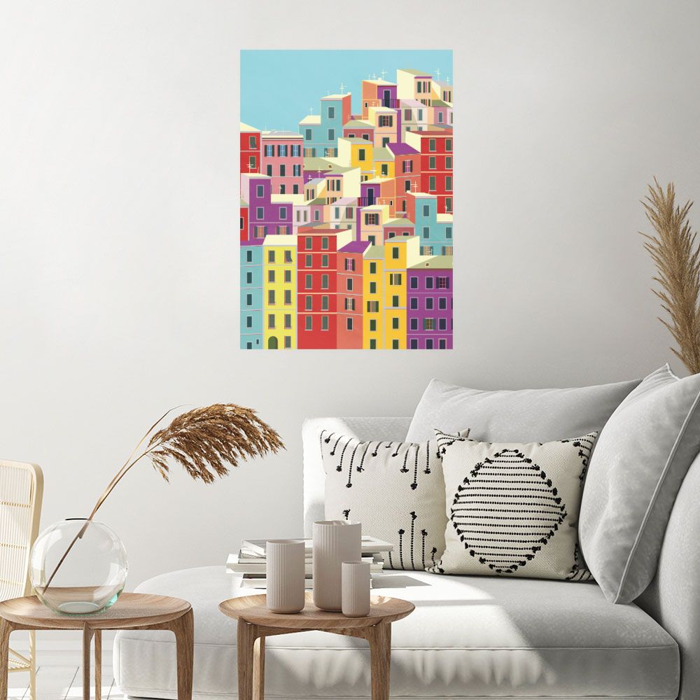 Affiche Maisons colorées vives