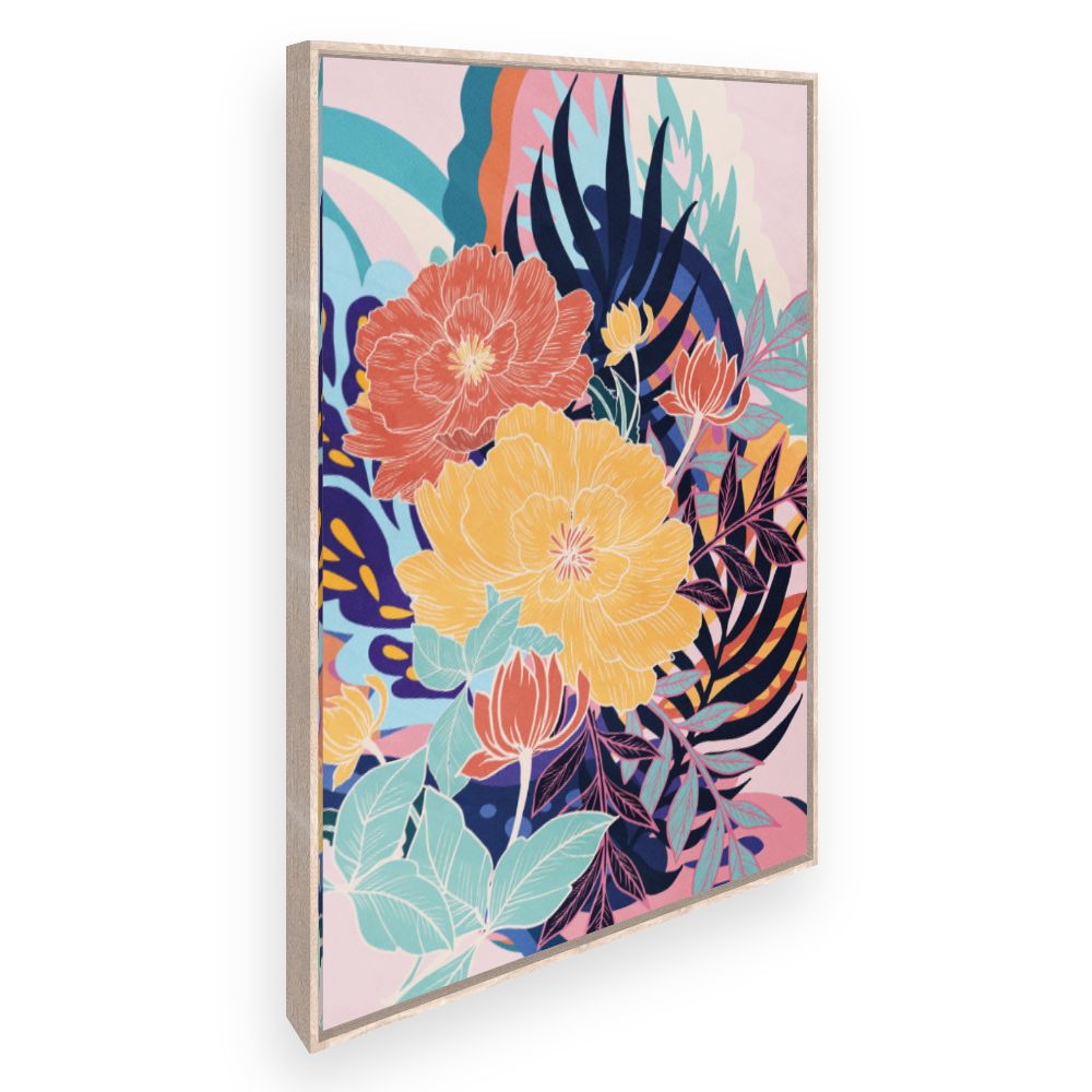 Toile Fleurs exotiques vibrantes