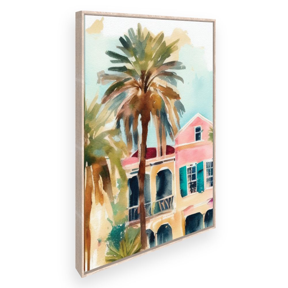 Toile Palmiers et maisons