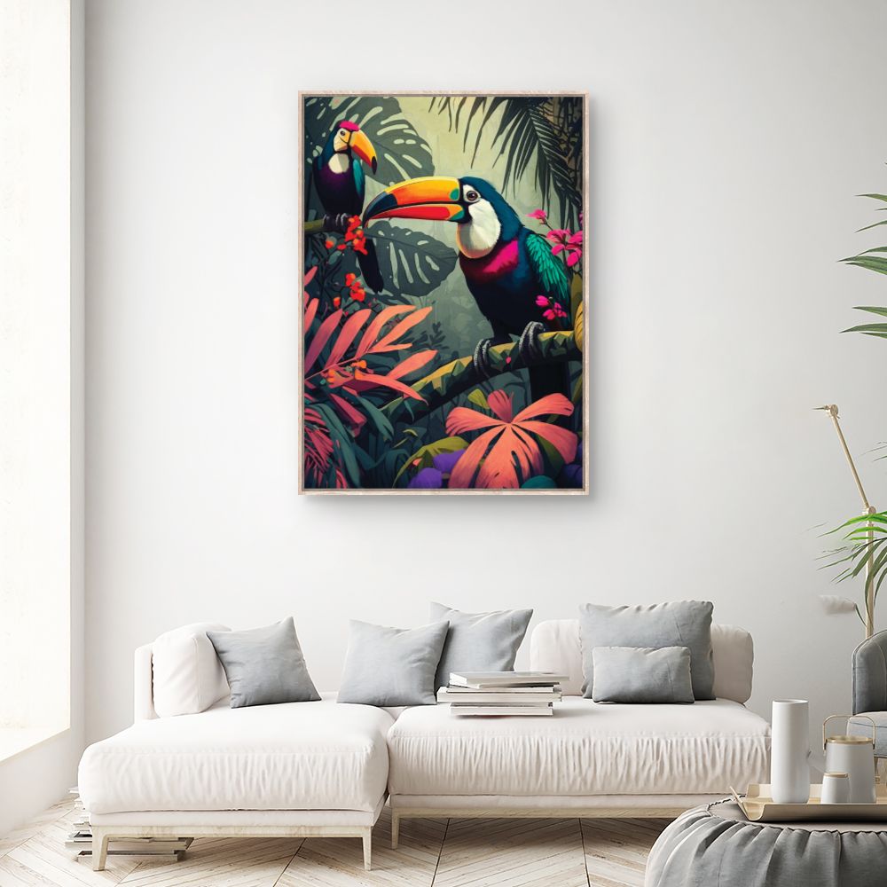 Tableau Toucans tropicaux vibrants