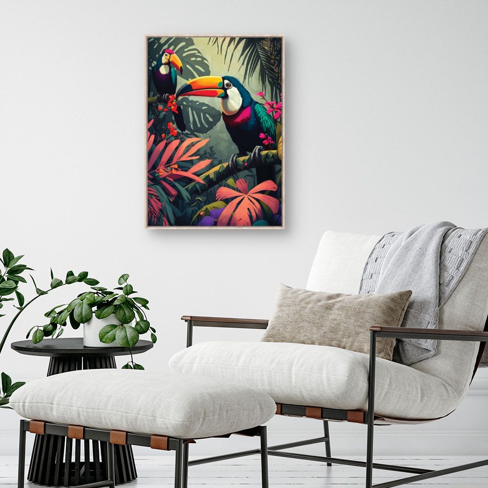 Tableau Toucans tropicaux vibrants