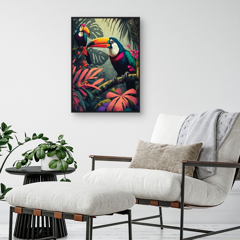 Tableau Toucans tropicaux vibrants