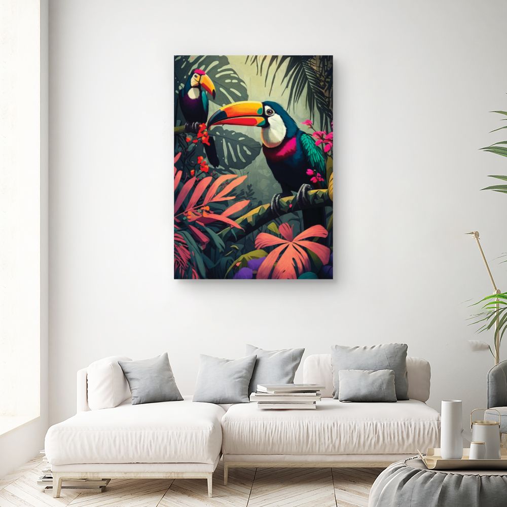 Tableau Toucans tropicaux vibrants