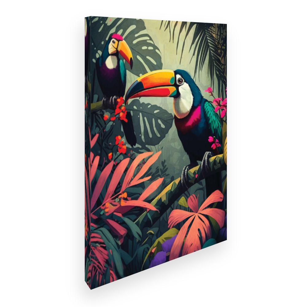 Toile Toucans tropicaux vibrants