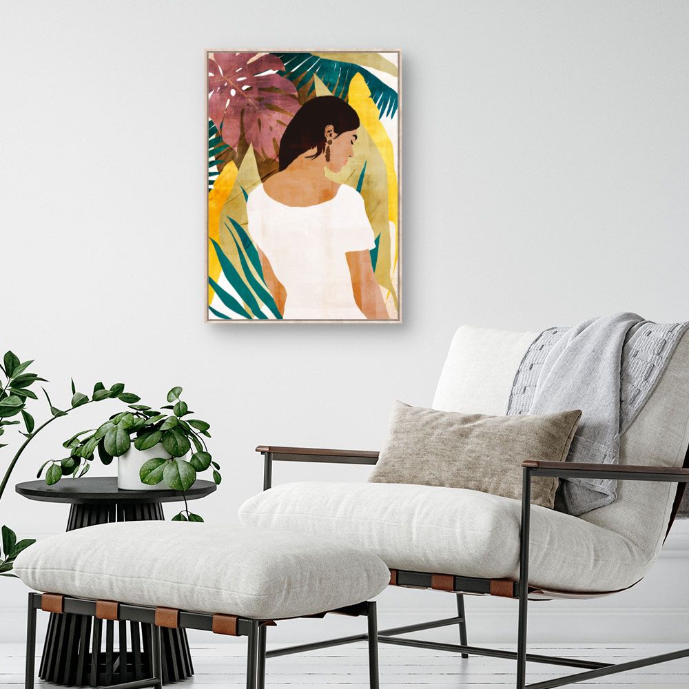 Tableau Femme et feuillage