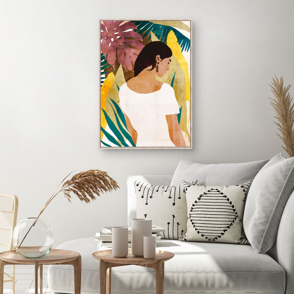 Tableau Femme et feuillage