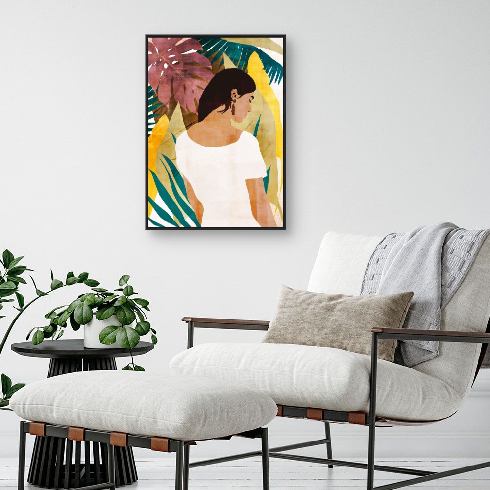 Tableau Femme et feuillage