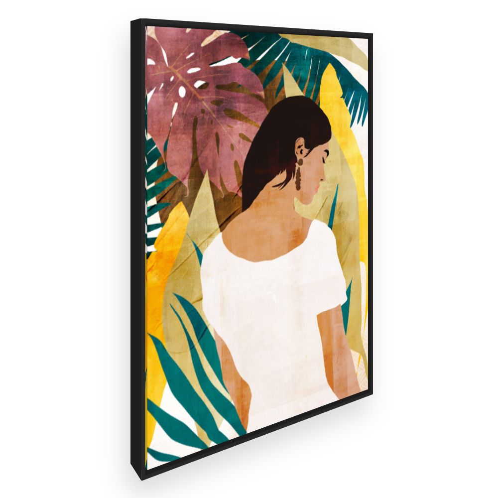 Toile Femme et feuillage