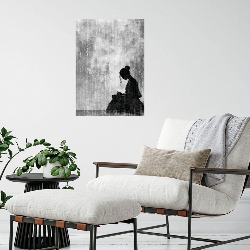 Affiche Silhouette sous la pluie