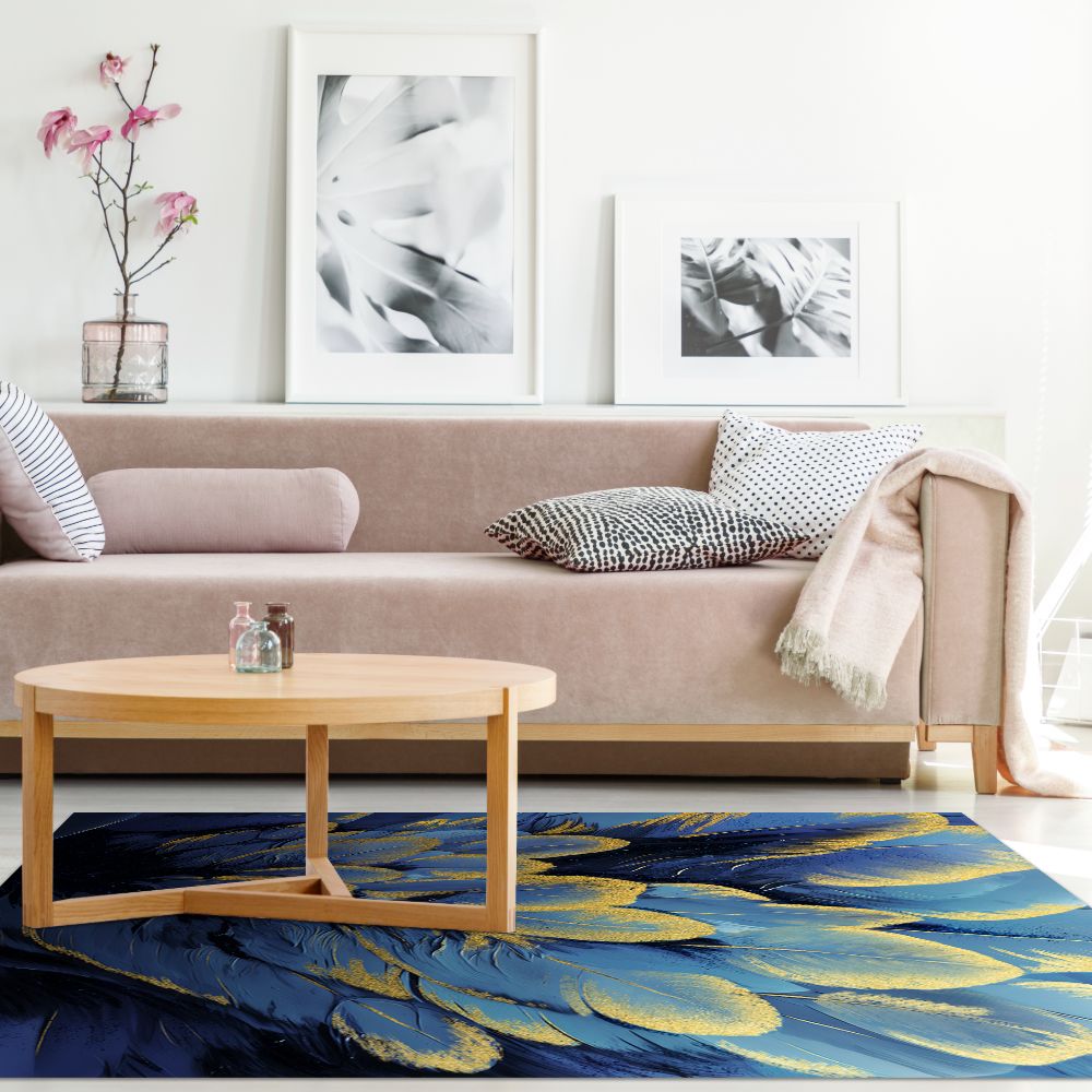 Tapis n°484 Plumes dorées élégantes