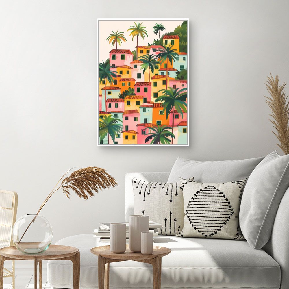 Toile "Maisons colorées exotiques"