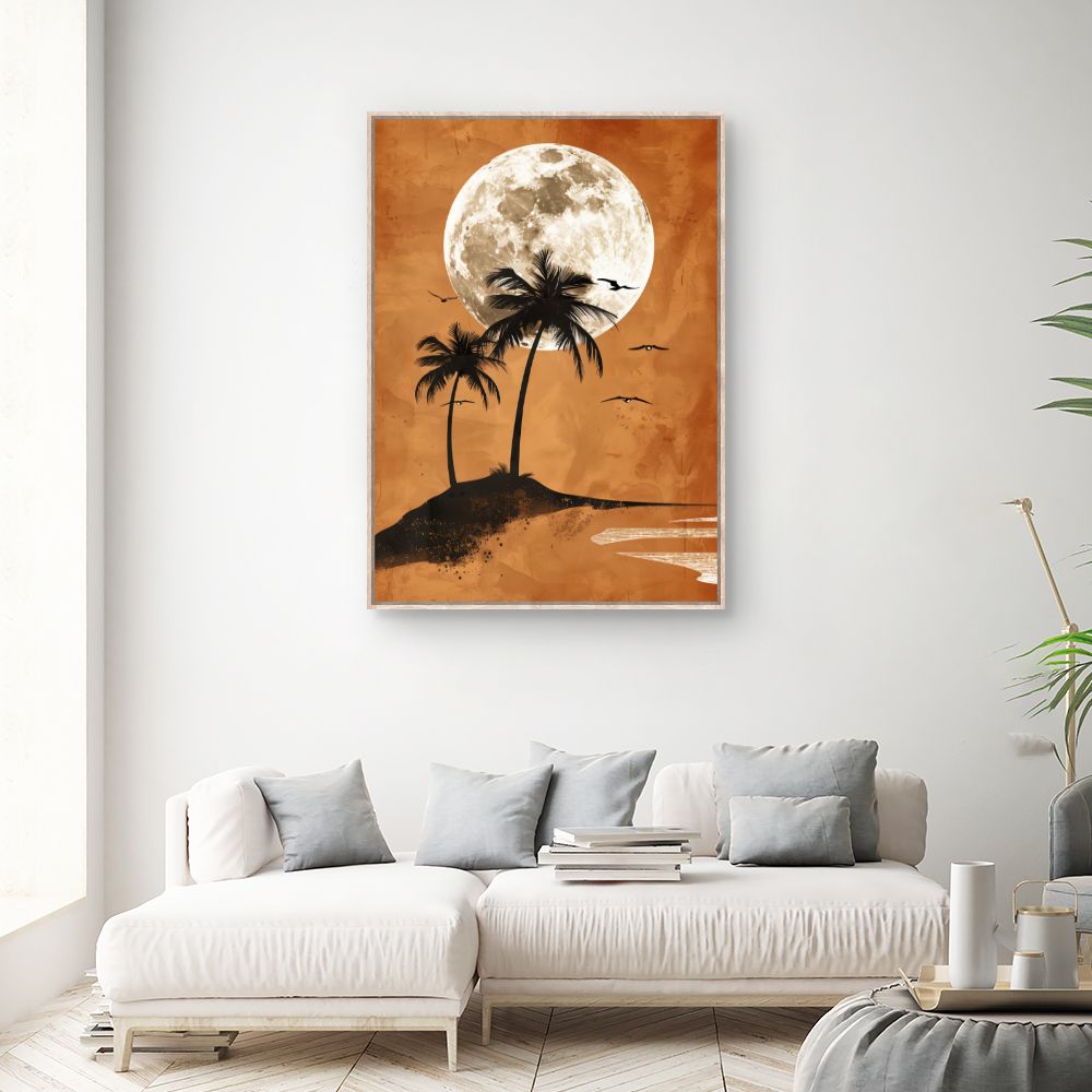 Tableau Lune et palmiers