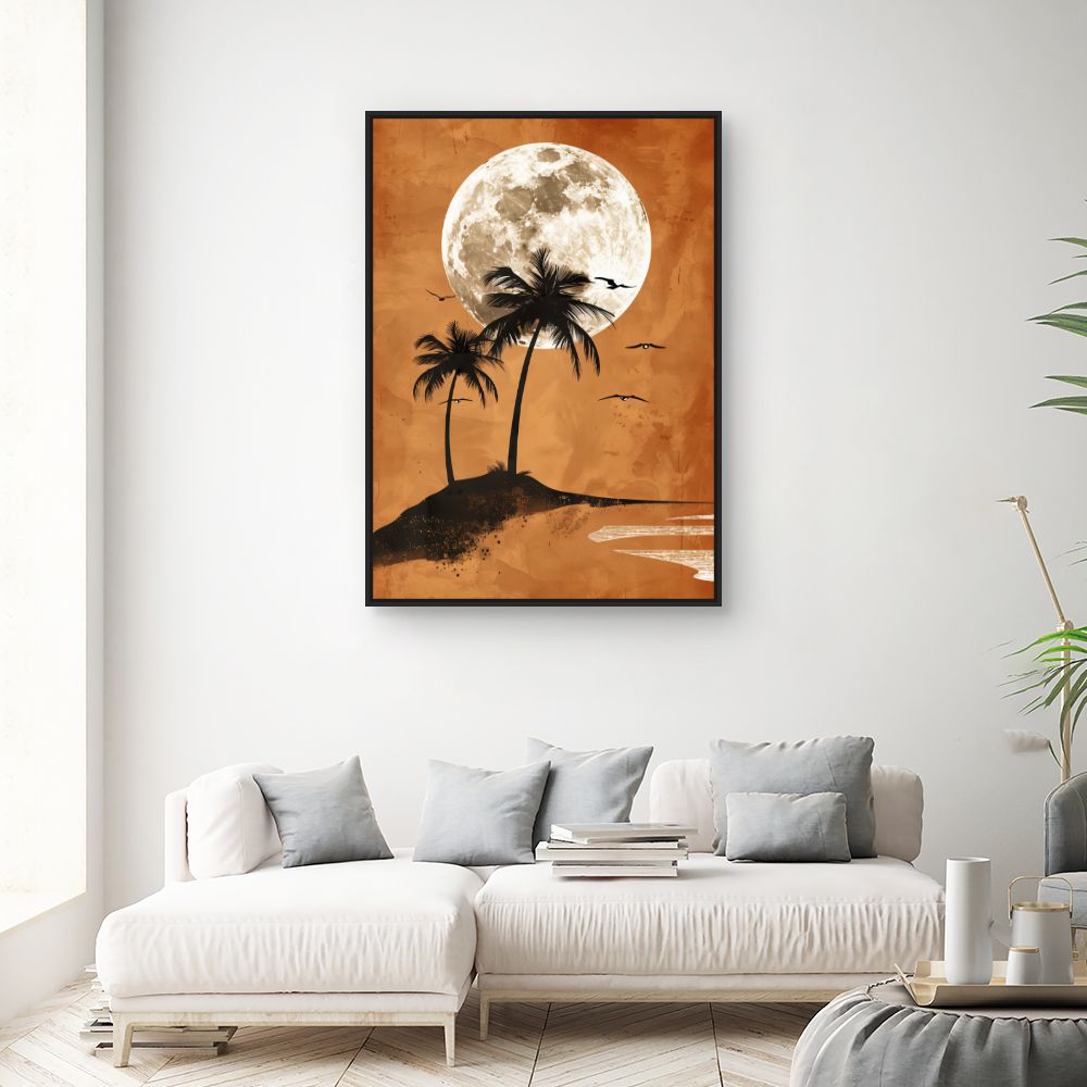 Tableau Lune et palmiers