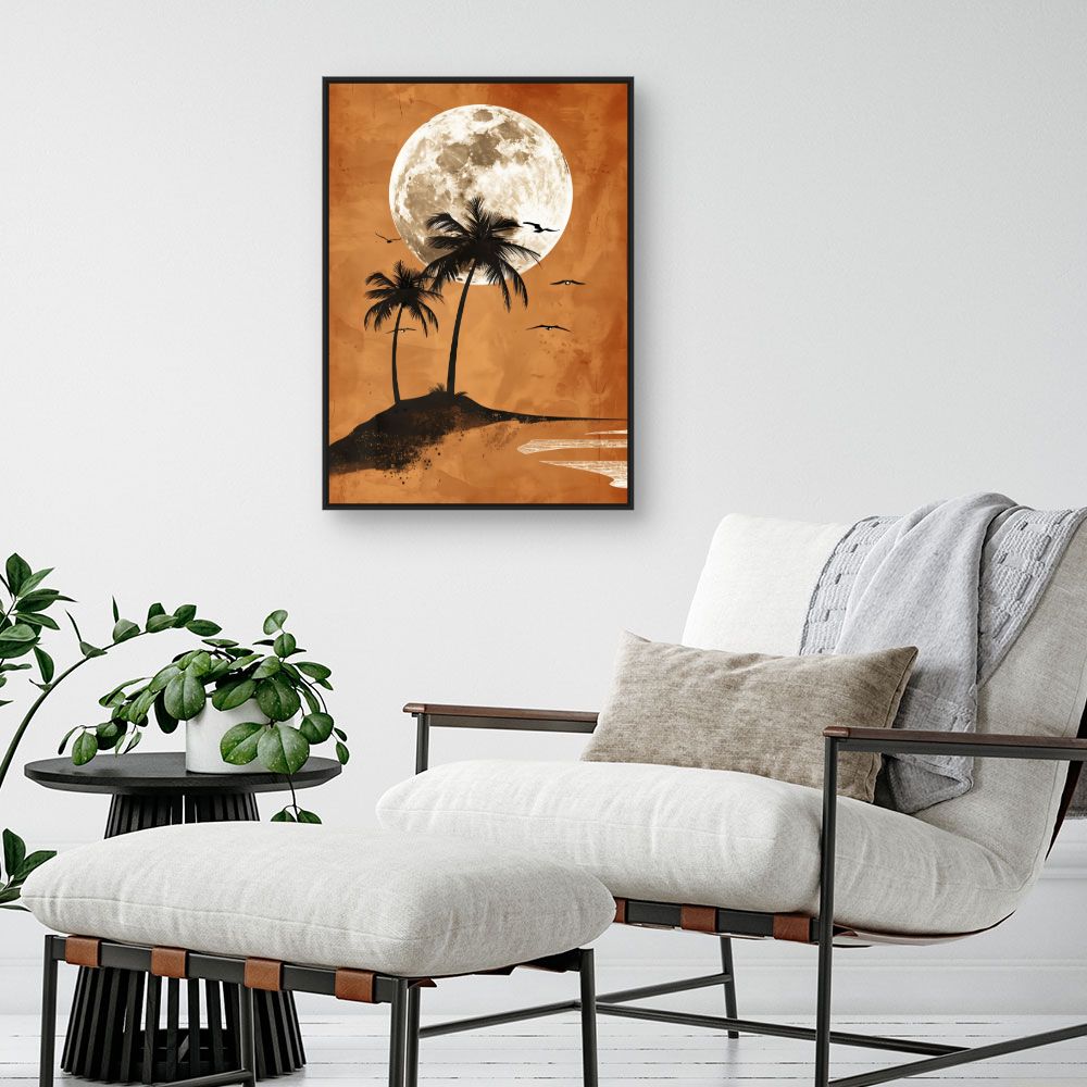 Tableau Lune et palmiers