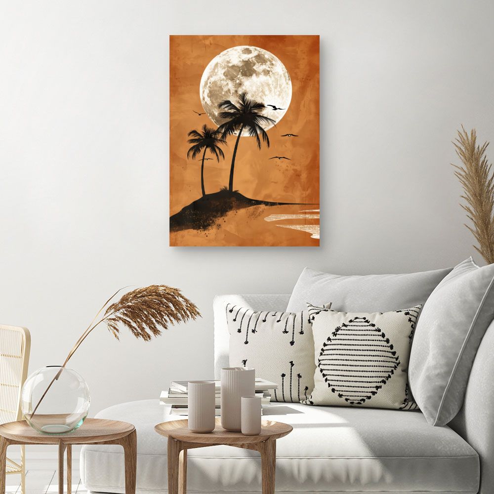 Tableau Lune et palmiers
