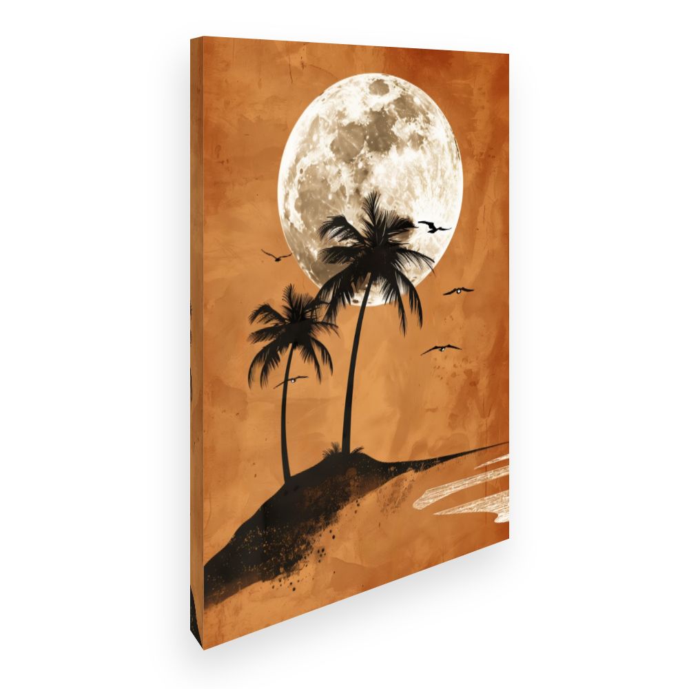 Toile Lune et palmiers