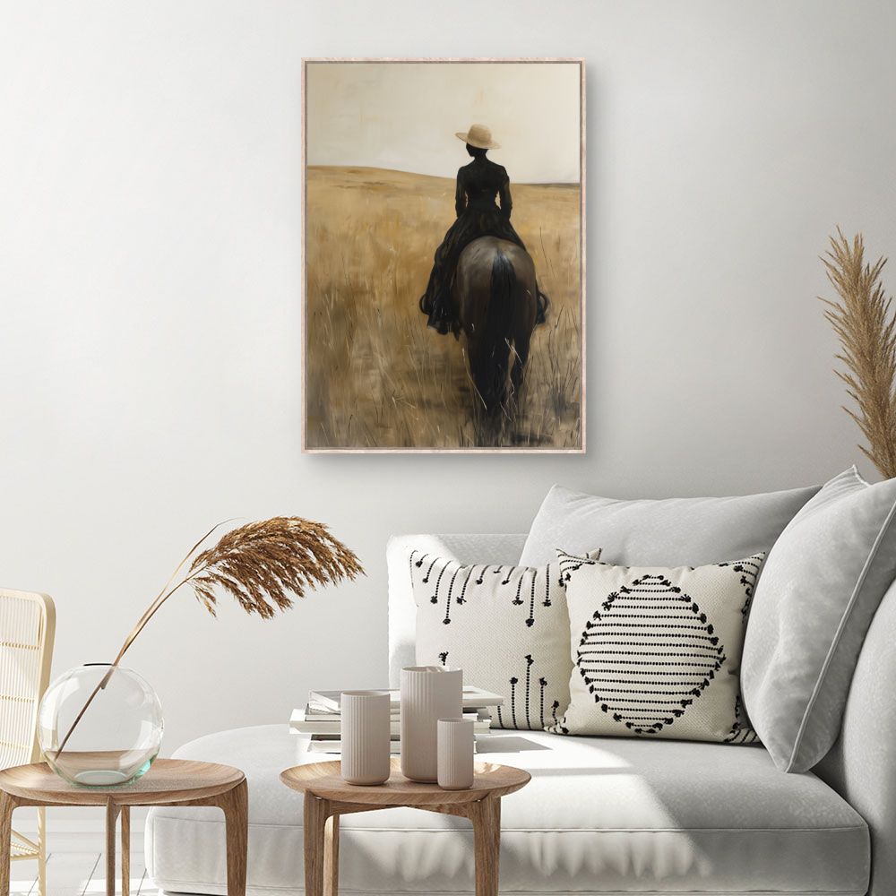 Tableau Cavalière en prairie