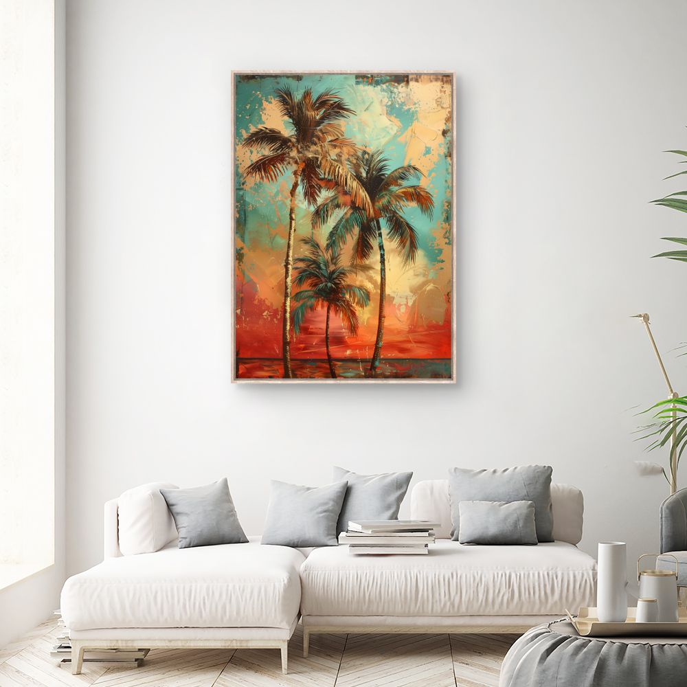 Tableau Palmiers tropicaux vibrants