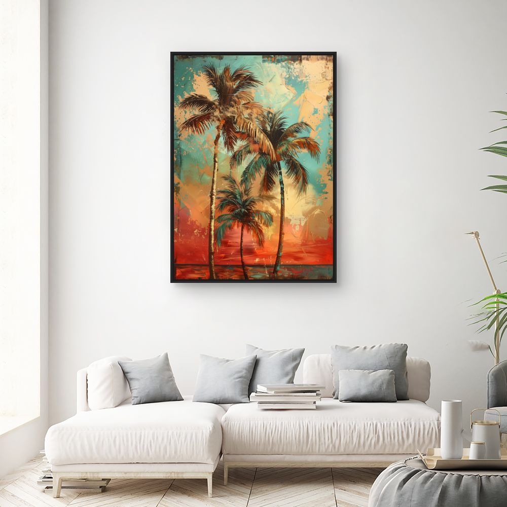 Tableau Palmiers tropicaux vibrants