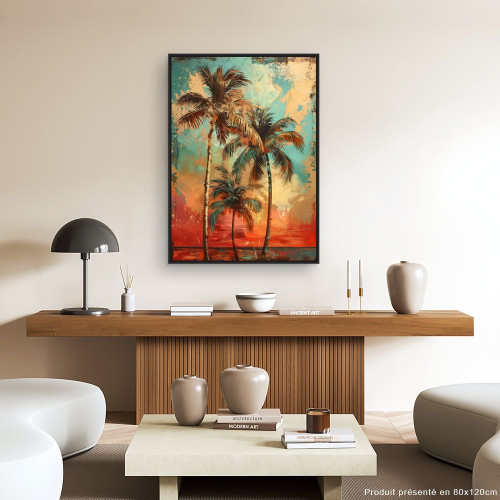 Tableau Palmiers tropicaux vibrants