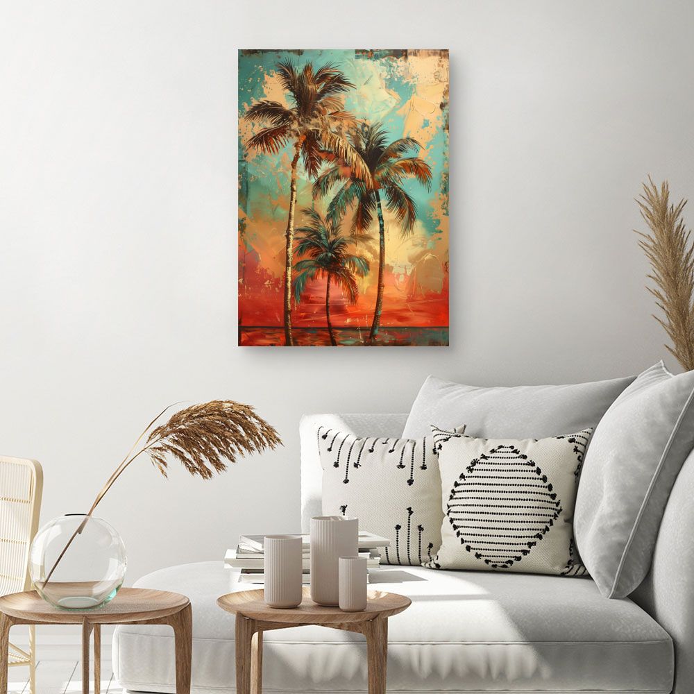 Tableau Palmiers tropicaux vibrants
