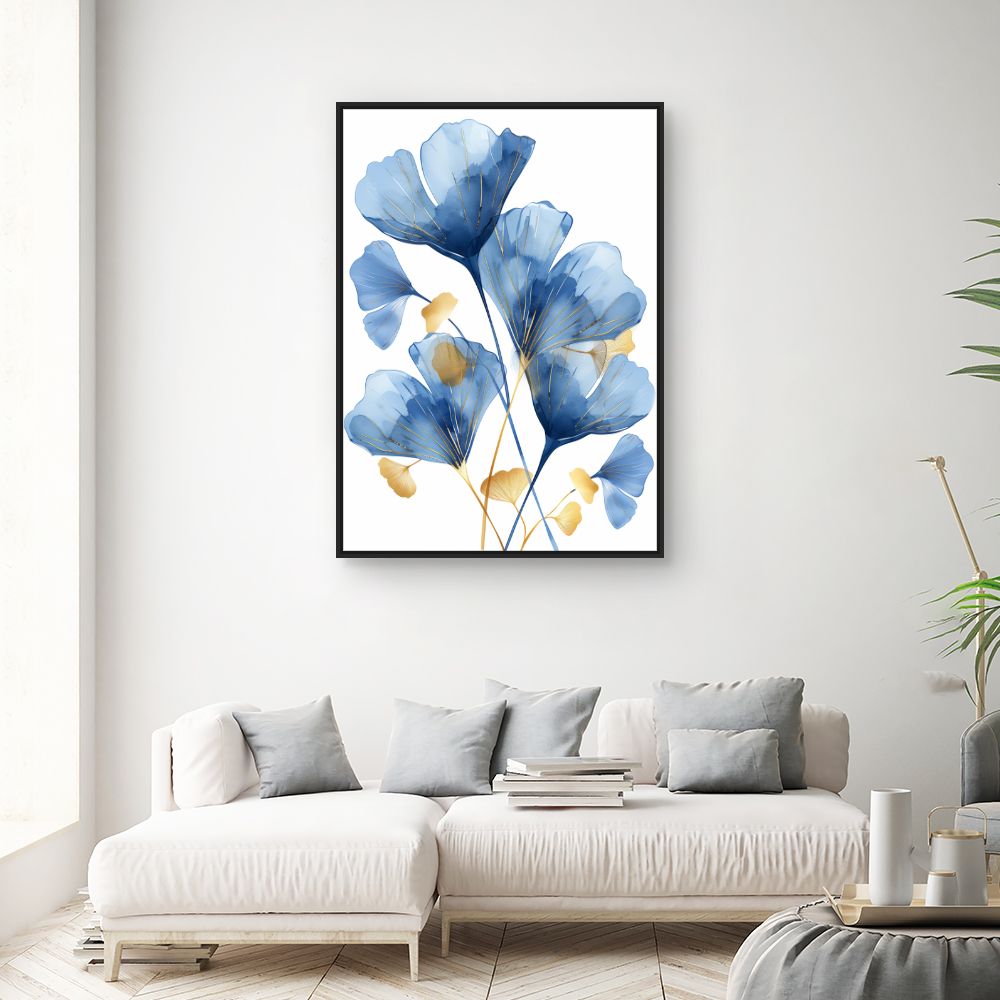 Tableau Fleurs élégantes dorées