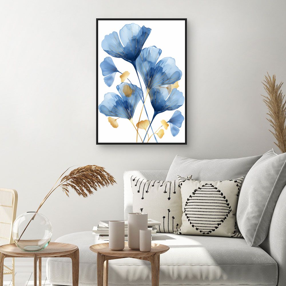 Tableau Fleurs élégantes dorées