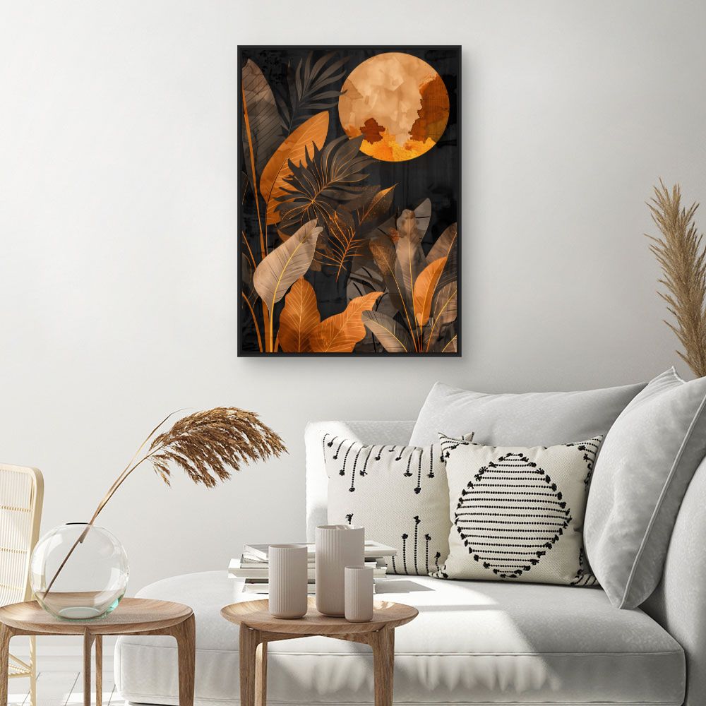 Tableau Feuilles dorées lunaires