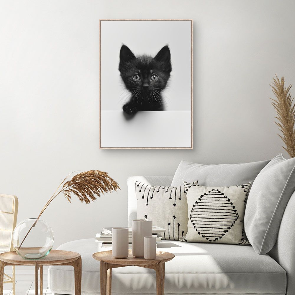 Toile Chaton adorable – toile cadre naturel (slide 1, 60×90)