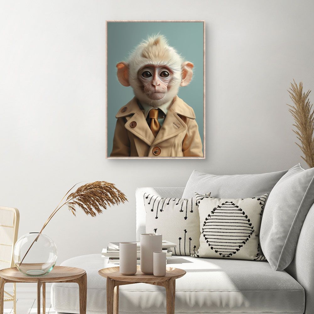 Toile Singe élégant – toile cadre naturel (slide 1, 60×90)