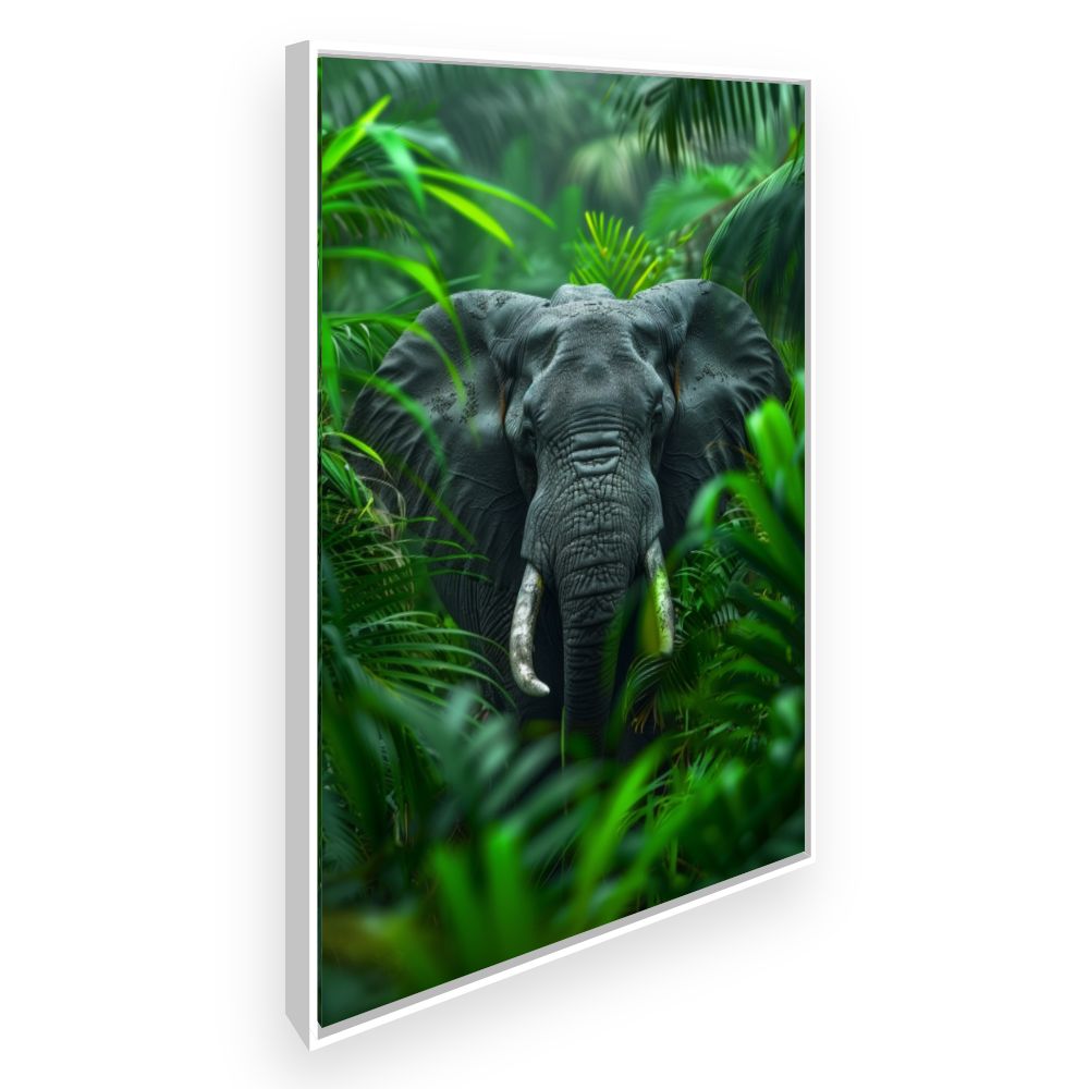 Toile Éléphant majestueux caché – toile cadre blanc (slide 2)