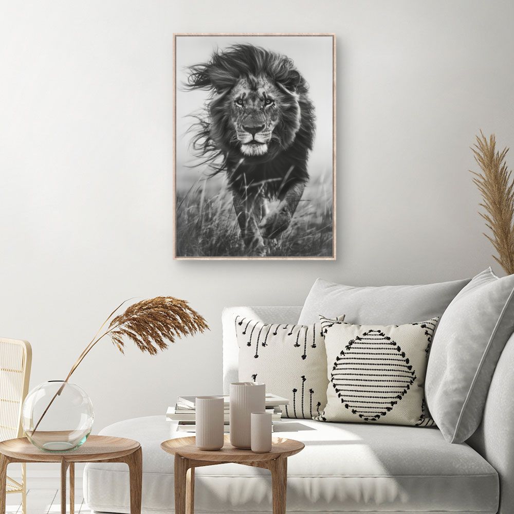 Toile Lion majestueux – toile cadre naturel (slide 1, 60×90)