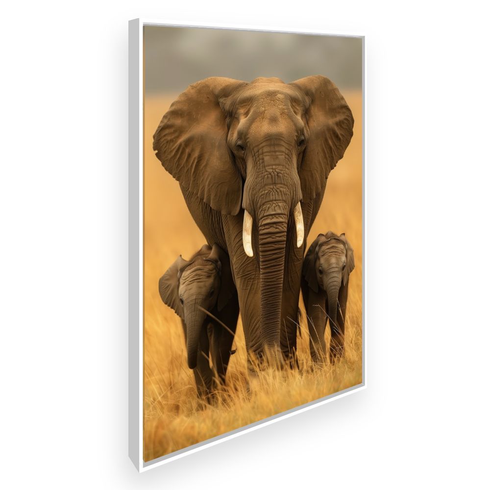 Toile Éléphants majestueux – toile cadre blanc (slide 2)