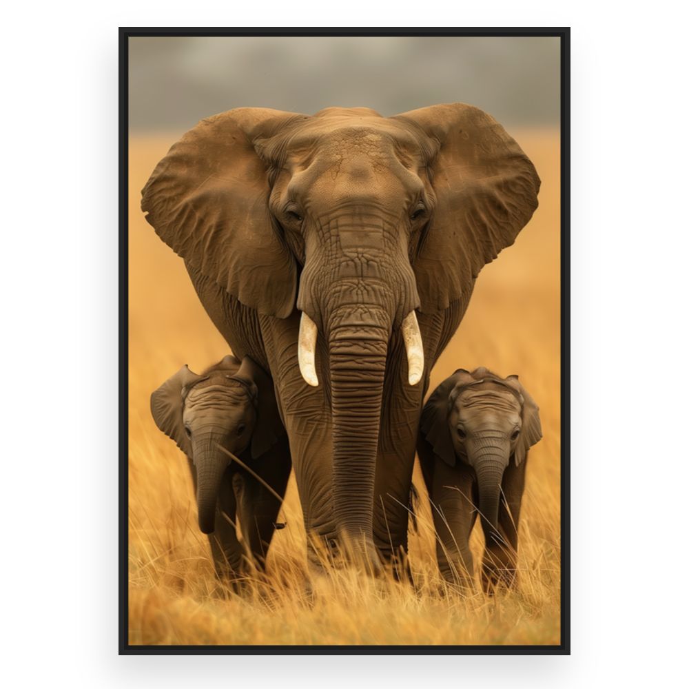 Toile Éléphants majestueux – toile cadre noir (slide 3)