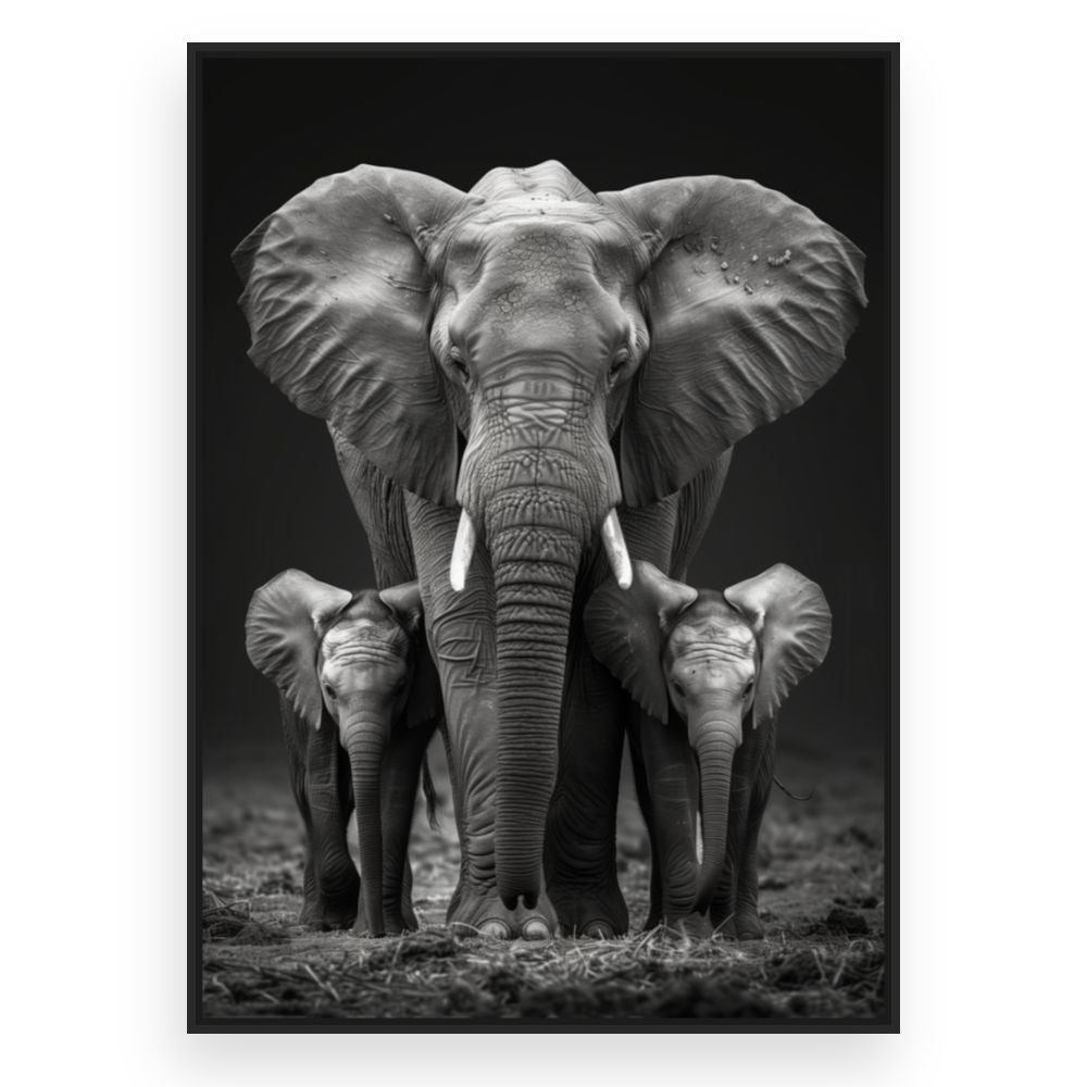Toile Éléphants majestueux – toile cadre noir (slide 3)