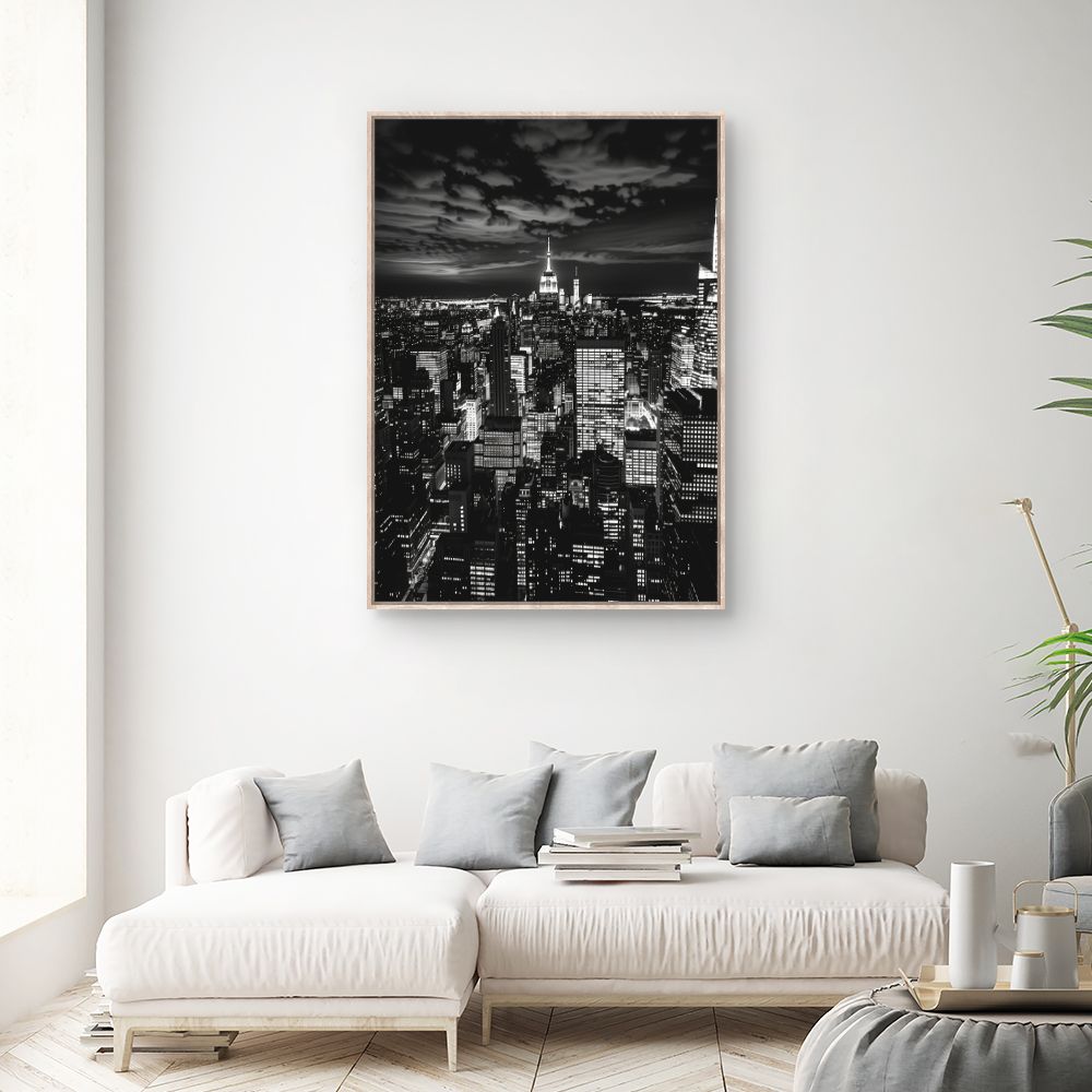 Toile "Ville lumineuse nocturne"