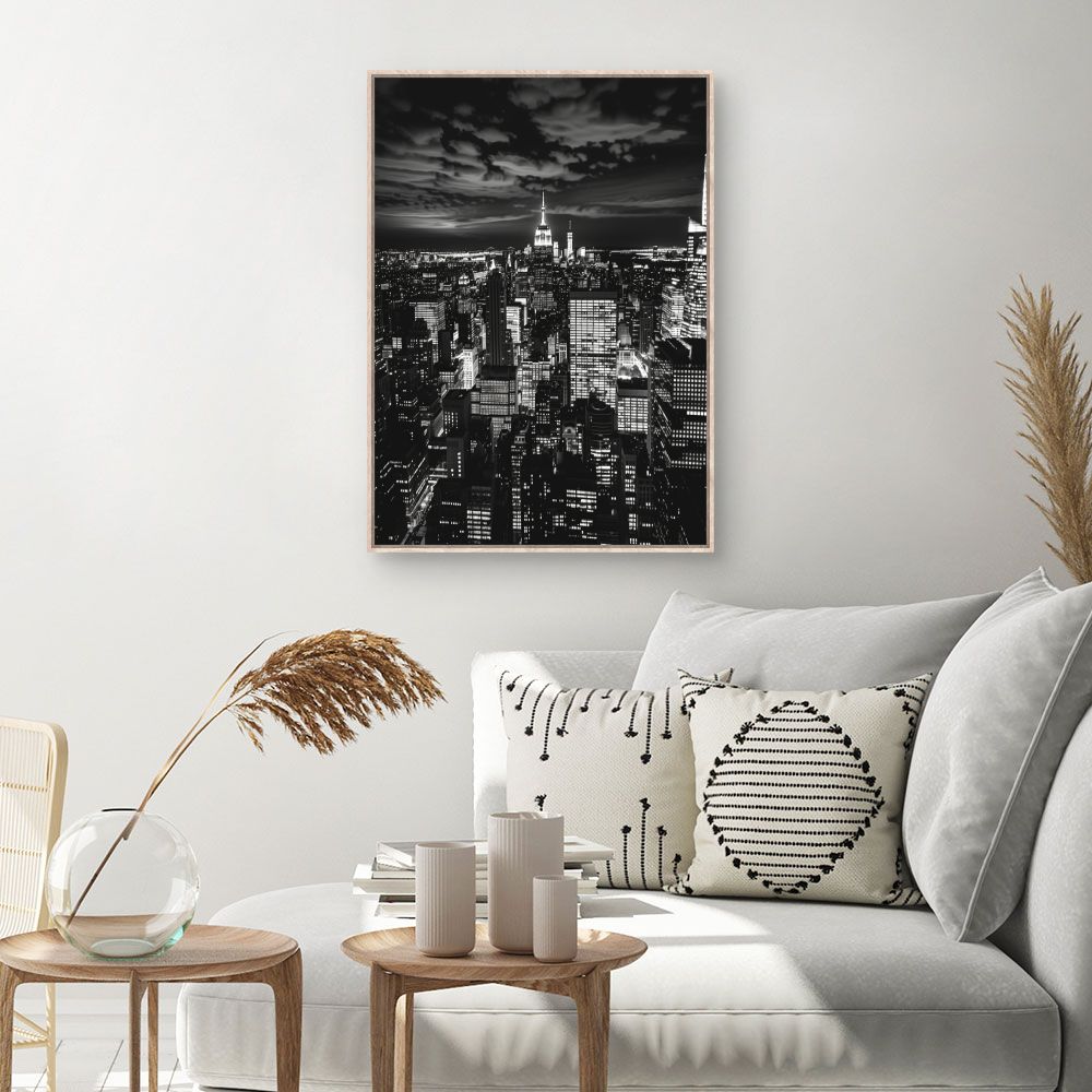 Toile Ville lumineuse nocturne – toile cadre naturel (slide 1, 60×90)