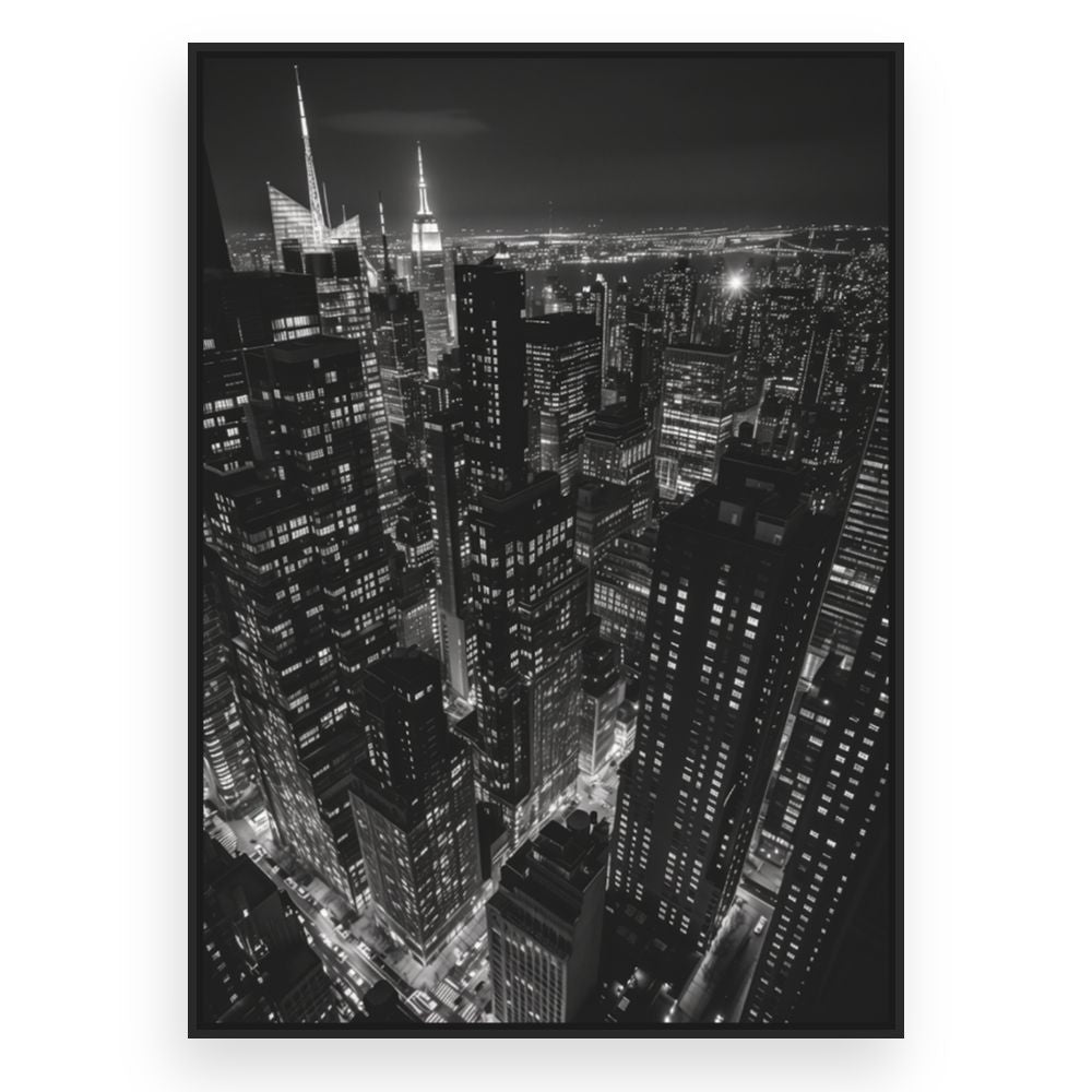 Toile Ville lumineuse nocturne – toile cadre noir (slide 3)