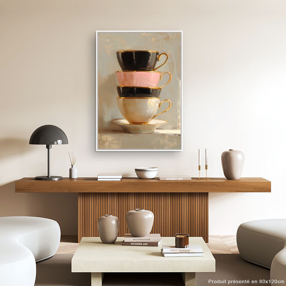 Toile "Tasses élégantes empilées"
