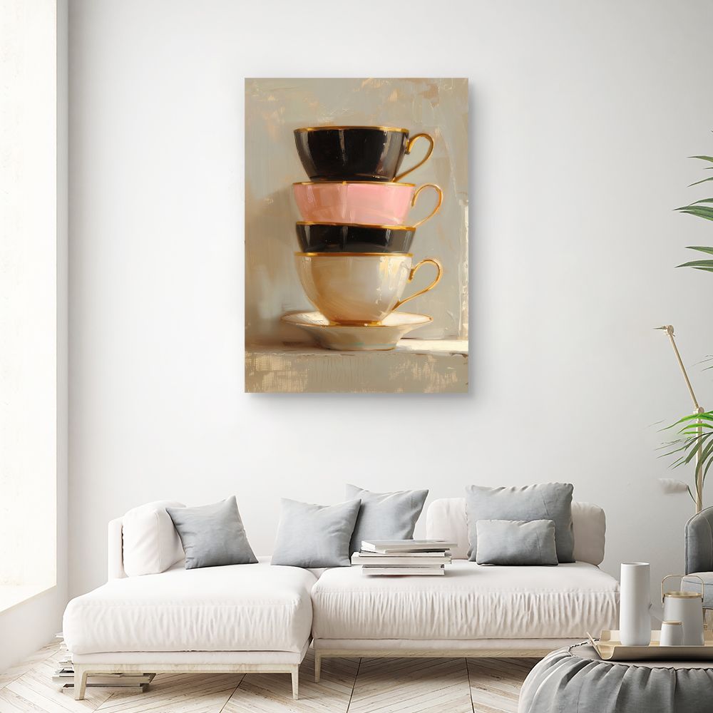 Toile "Tasses élégantes empilées"