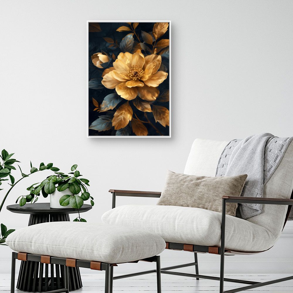 Schilderij "Elegante gouden bloem"