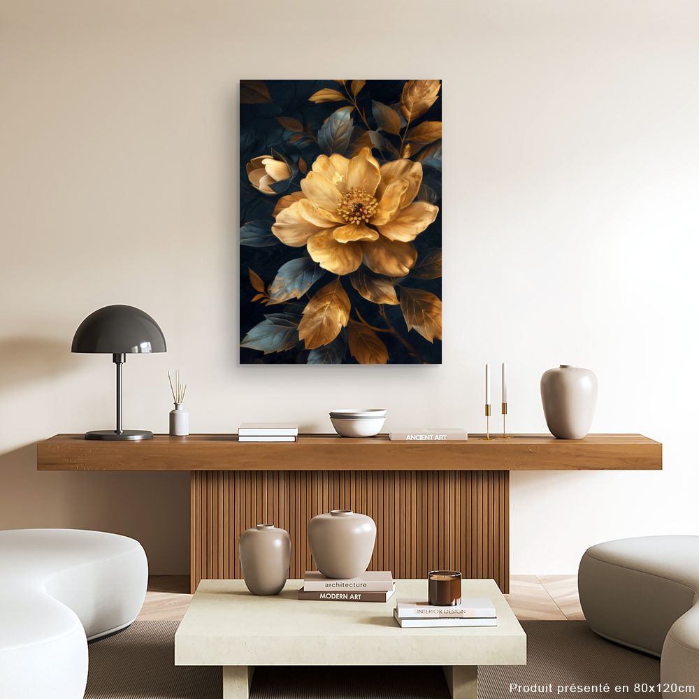 Schilderij "Elegante gouden bloem"